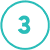 A turquoise circle with the number 3 in the center, also in turquoise, on a white background.